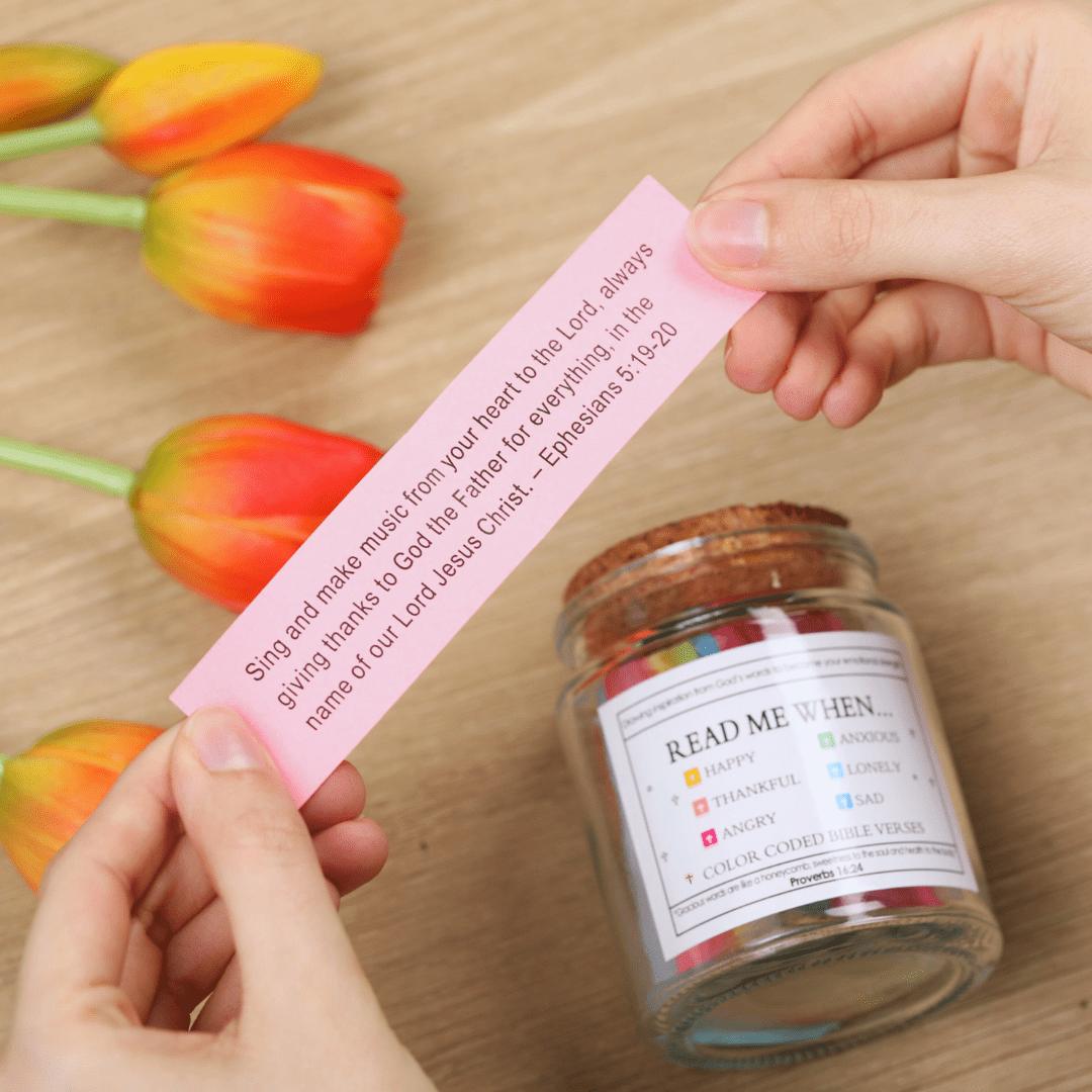 Handmade 120 Day Bible Verse Jar (Free Gift Box Included)
